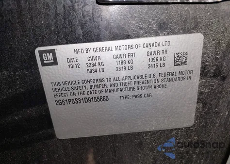 2013 Cadillac Xts Luxury from USA, damaged, VIN 2G61P5S31D9155885